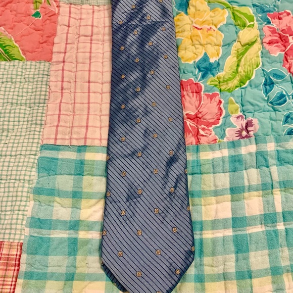 Valentino Blue Tie with Gold Patterns - Picture 1 of 5